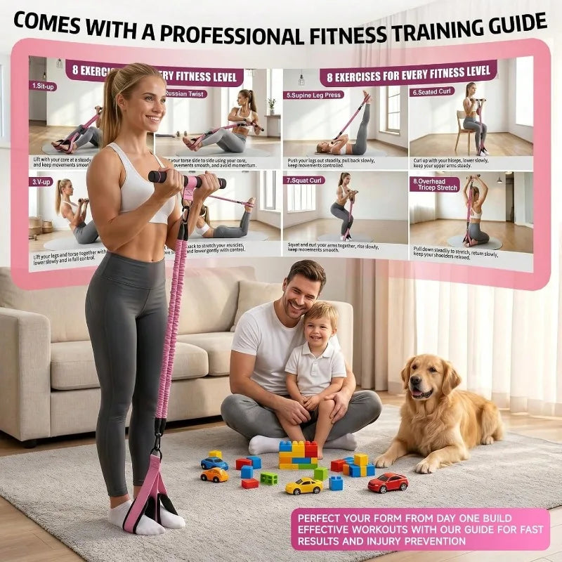 Upgrade Multifunction Pedal Resistance Band Workout Set, Elastic Pull Rope with Handles, Door Anchor & Foot Loops, Full‑Body Home Fitness Training Kit for Abdomen Waist Arm Leg, Pilates Equipment with Storage Bag