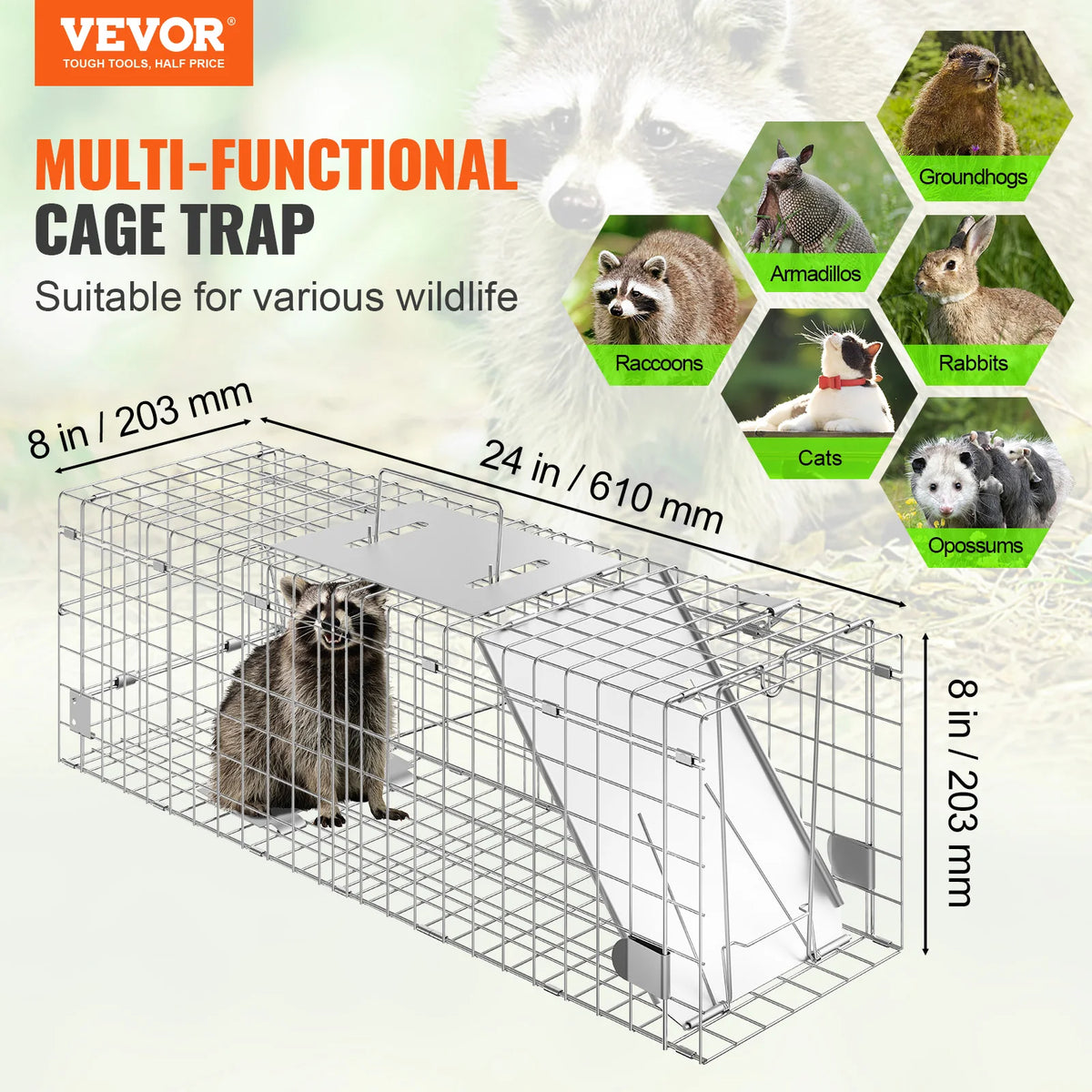 SucceBuy Humane Folding Live Trap Cage for Cats and Rodents