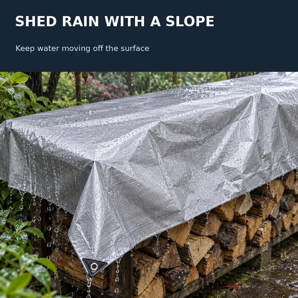 Zoe Waterproof Tarp With 20 Cm Ground Stakes And 5 M Tie Down Rope For Securing Outdoor Covers PE Tarpaulin With Grommets For Patio Furniture Firewood And Yard Equipment