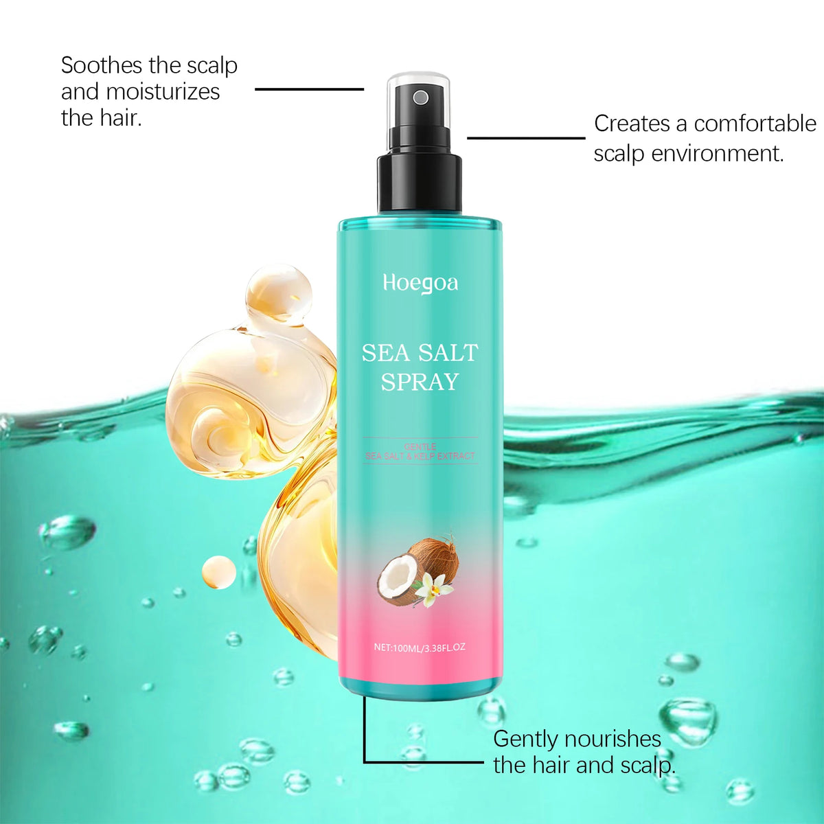 100ML Sea Salt Hair Care Spray Moisturizing & Nourishing Scalp Improve Smoothness Soothing Discomfort Enhance Gloss Strengthen Hair Care Mist