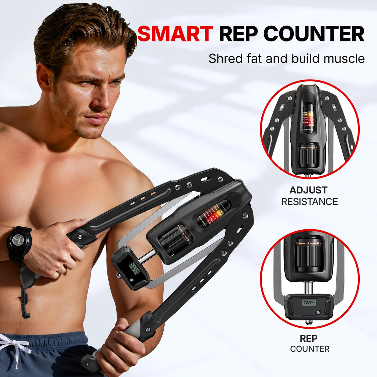 MERACH Adjustable Hydraulic Arm Trainer With Digital Rep Counter