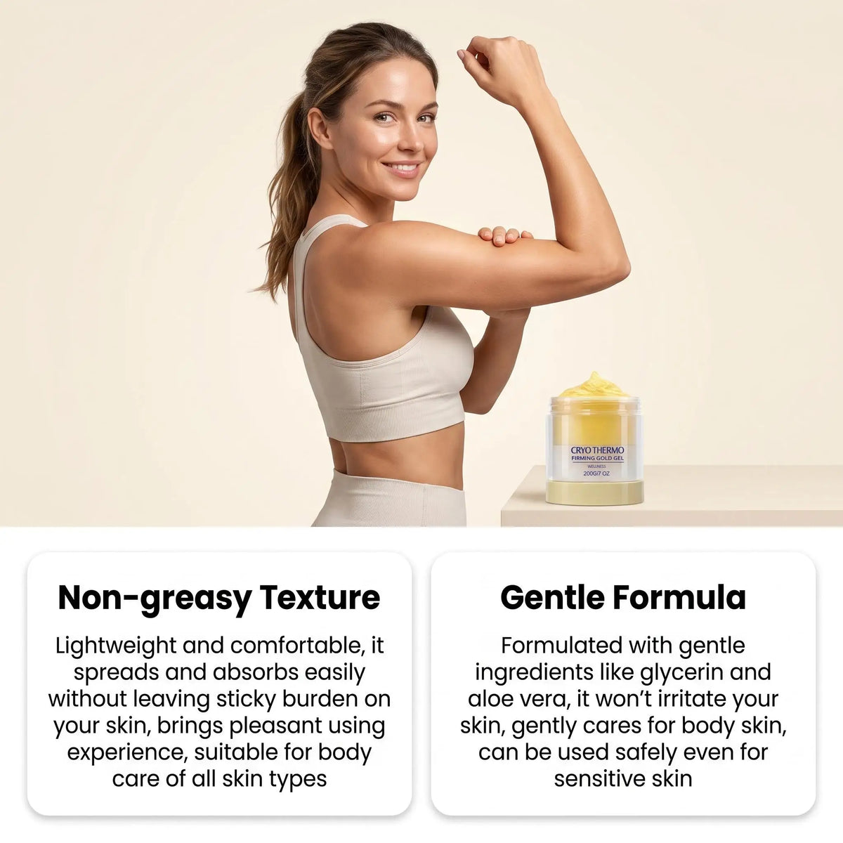 Cryo Thermo Firming Gold Gel Aloe Vera Extract Firms Skin Soothe Moisturize Promote Circulation Lift Sagging Boost Elasticity Lightweight Deep Hydration Body Care Cream