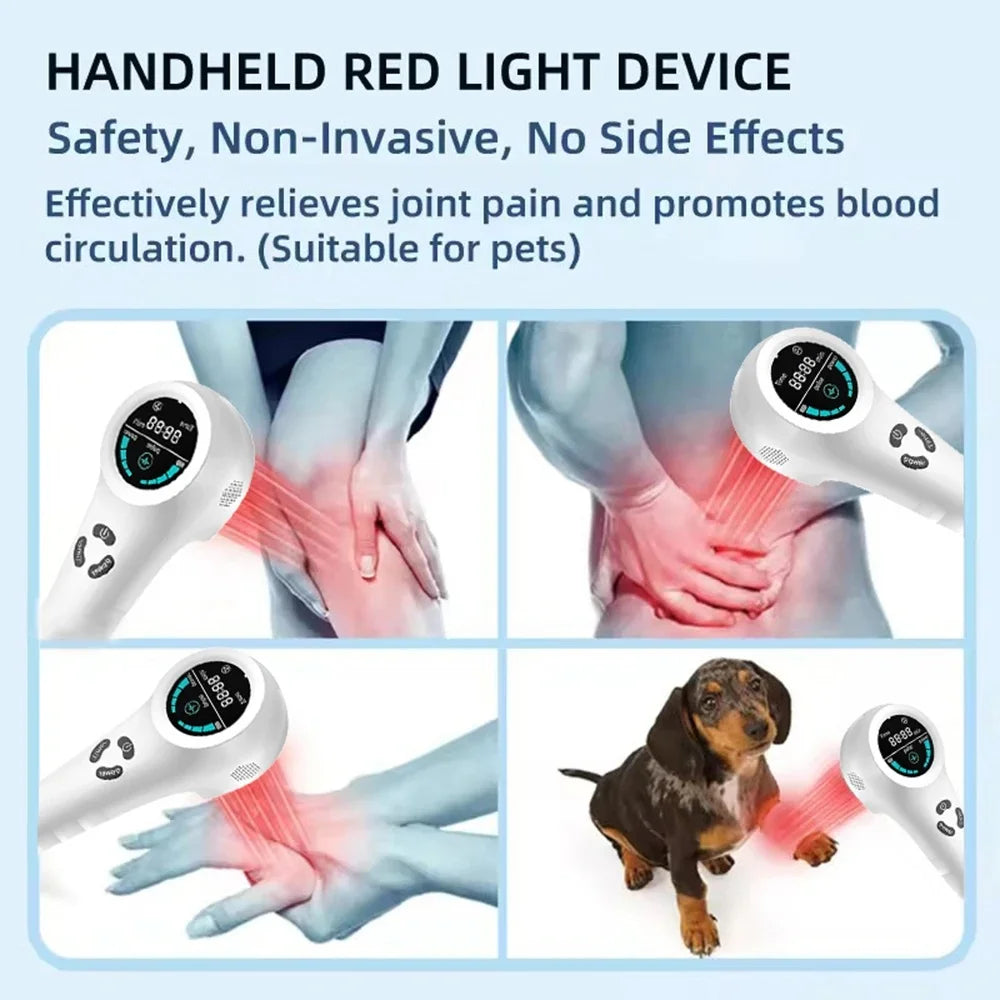 Handheld Red Light Therapy Device 650nm & 808nm Dual Wavelength Laser, 18 Semiconductor Diodes Adjustable Power Pulse Timer, Portable Photobiomodulation Massager for Knee Shoulder Back Elbow Wrist Ankle Muscle Joint Recovery