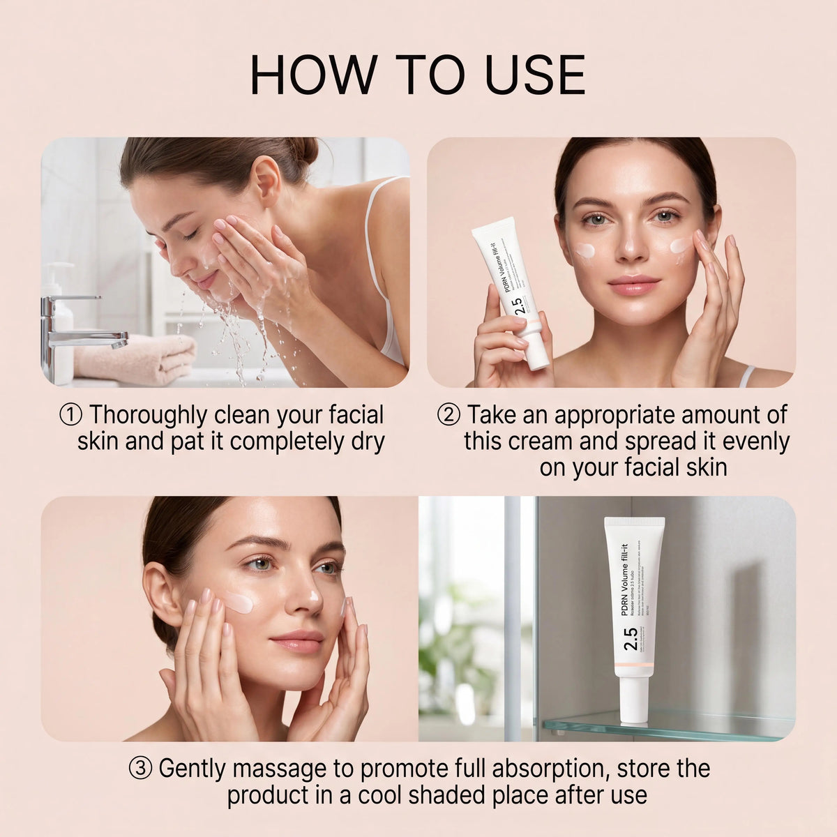 PDRN Volume Fill-It Booster Facial Cream Anti Aging Wrinkle Filler Fade Smile Lines Firming Skin Barrier Repair Deep Hydration Lightweight Cream