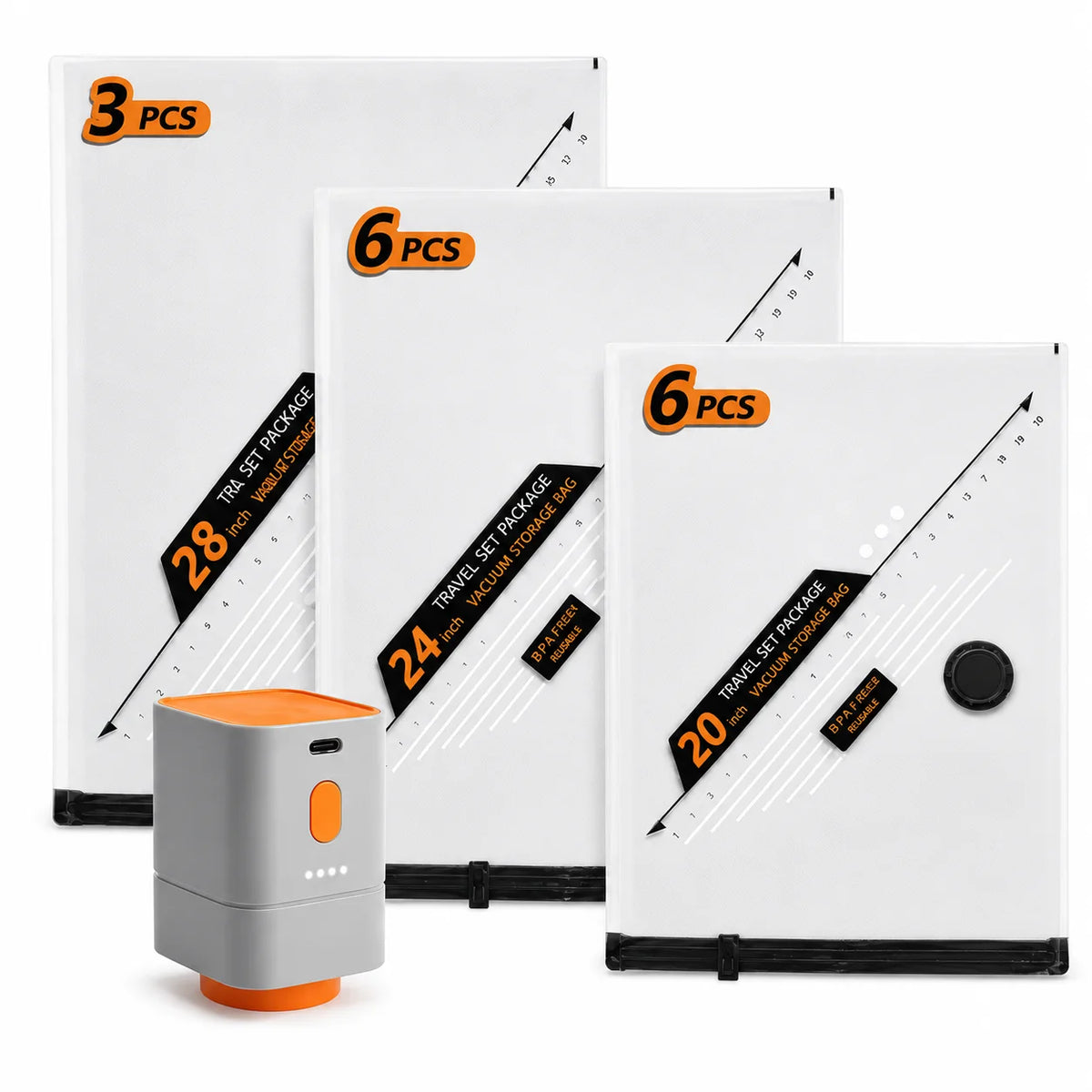 Electric Air Pump for Vacuum Seal Bags, Reusable Travel Space Saver Bags, Cordless Clothes Storage Compression Bag Organizer