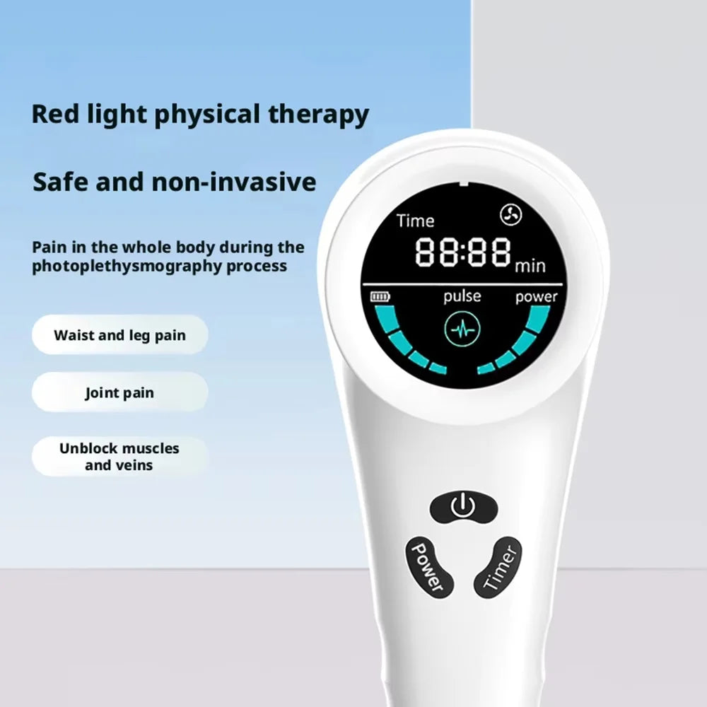 Handheld Red Light Therapy Device 650nm & 808nm Dual Wavelength Laser, 18 Semiconductor Diodes Adjustable Power Pulse Timer, Portable Photobiomodulation Massager for Knee Shoulder Back Elbow Wrist Ankle Muscle Joint Recovery