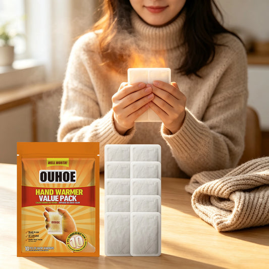 10PCS Hand Warmer Pack Odorless Portable Self-heating Warm Paste Long Lasting Effect Winter Cold Protection Disposable Warming Patch for Outdoor Activities
