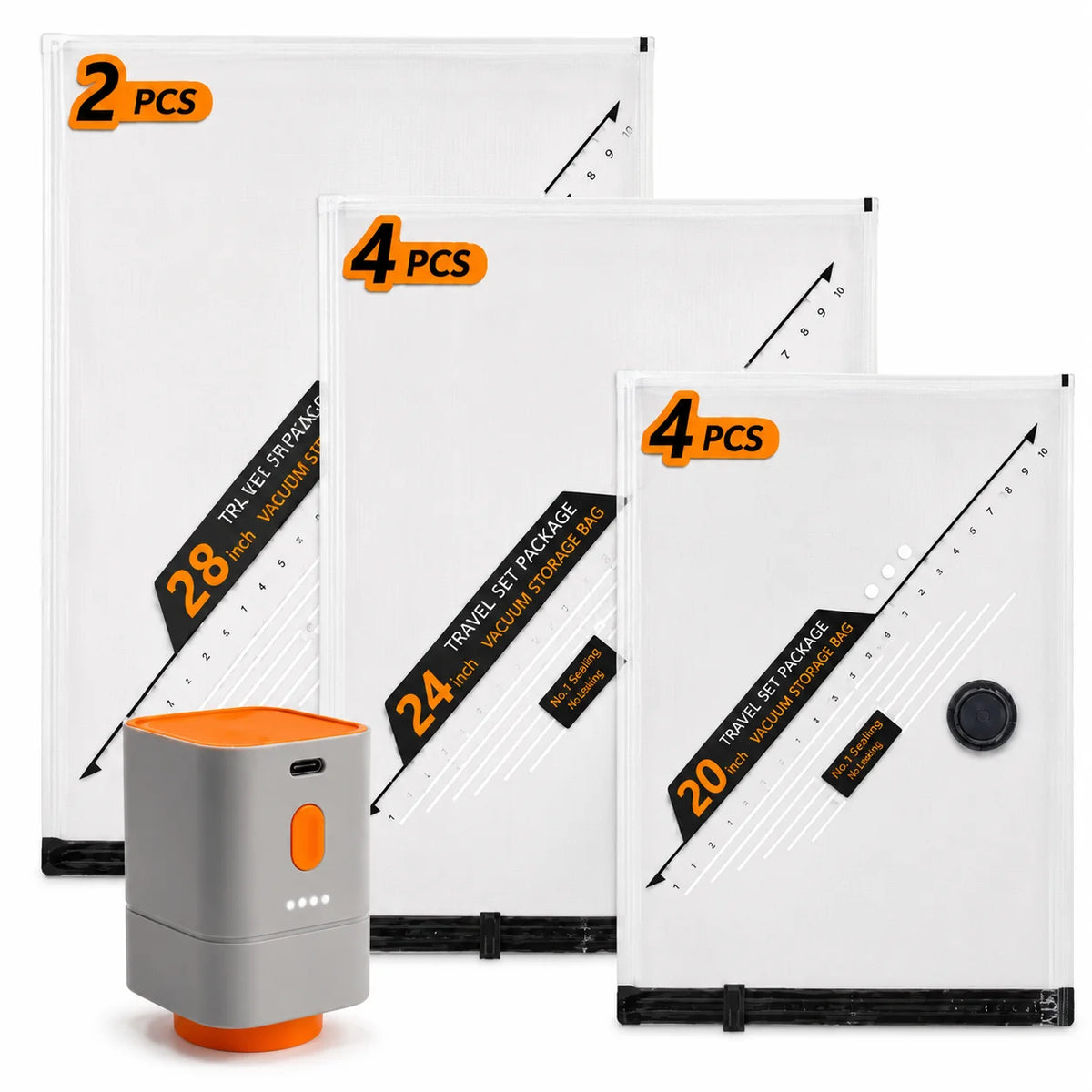 Electric Air Pump for Vacuum Seal Bags, Reusable Travel Space Saver Bags, Cordless Clothes Storage Compression Bag Organizer