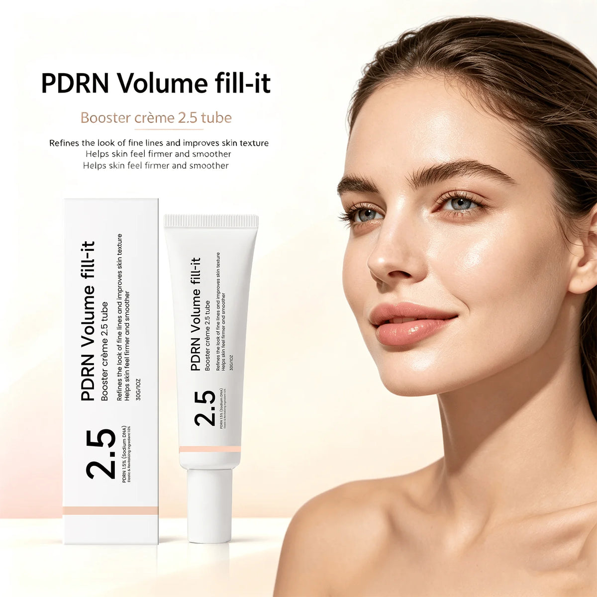 PDRN Volume Fill-It Booster Facial Cream Anti Aging Wrinkle Filler Fade Smile Lines Firming Skin Barrier Repair Deep Hydration Lightweight Cream