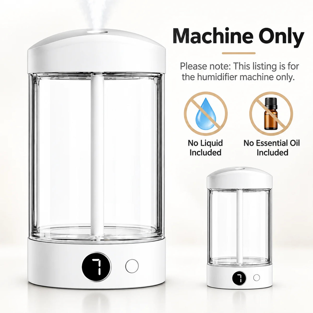 Mini Desktop Humidifier with Digital Display, Fine Mist, Quiet Operation & Ambient Light for Bedroom Office, Machine Only