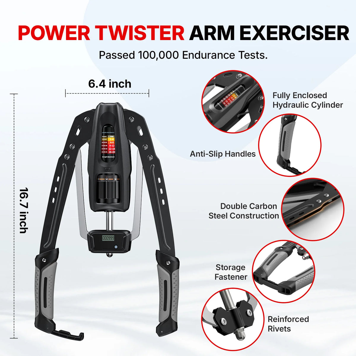 MERACH Adjustable Hydraulic Arm Trainer With Digital Rep Counter