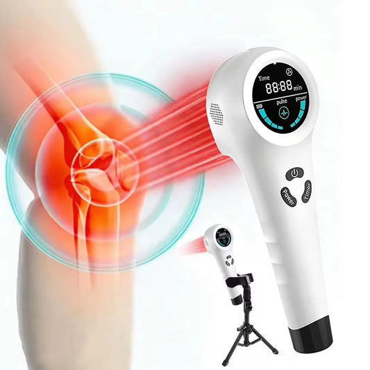 Handheld Red Light Therapy Device 650nm & 808nm Dual Wavelength Laser, 18 Semiconductor Diodes Adjustable Power Pulse Timer, Portable Photobiomodulation Massager for Knee Shoulder Back Elbow Wrist Ankle Muscle Joint Recovery