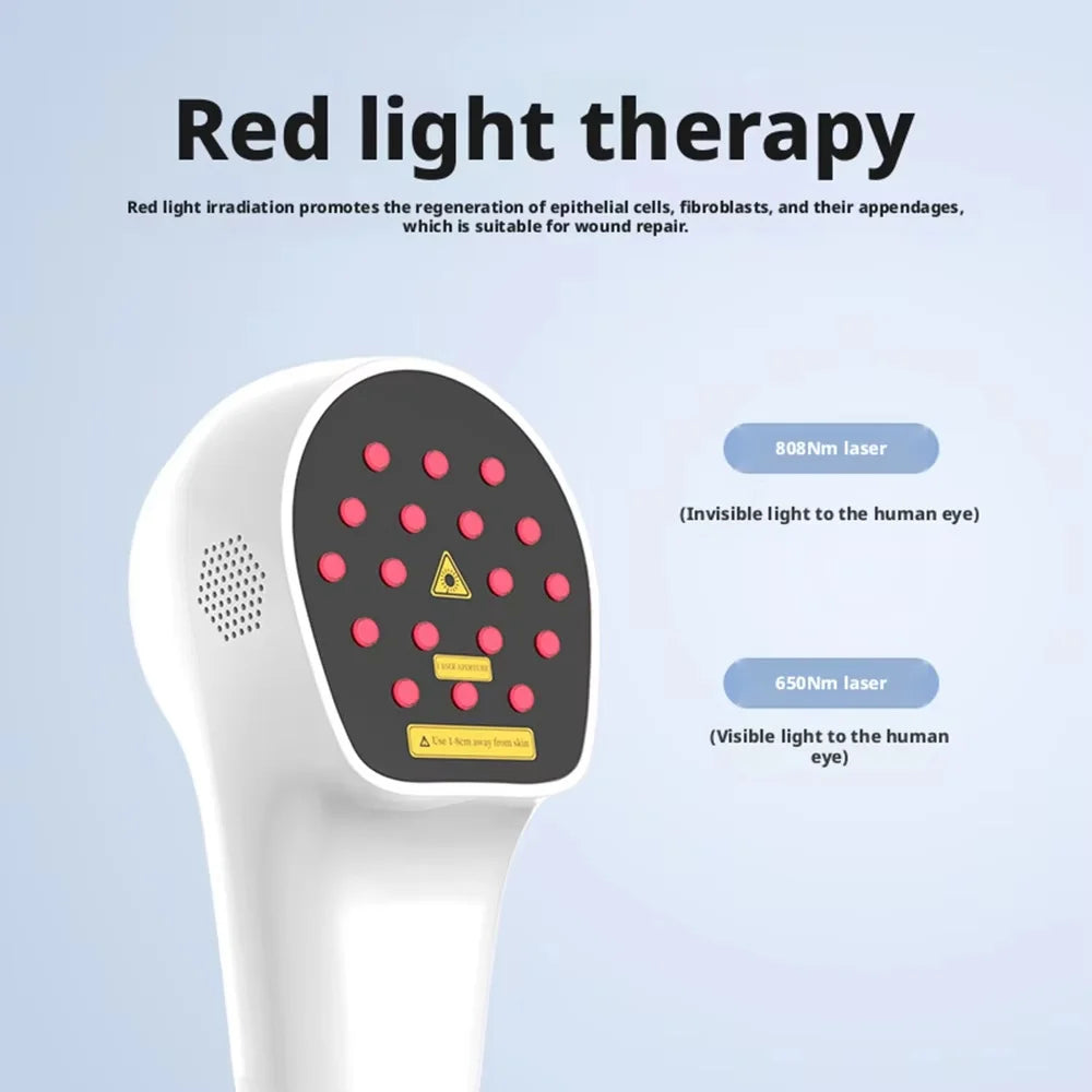 Handheld Red Light Therapy Device 650nm & 808nm Dual Wavelength Laser, 18 Semiconductor Diodes Adjustable Power Pulse Timer, Portable Photobiomodulation Massager for Knee Shoulder Back Elbow Wrist Ankle Muscle Joint Recovery