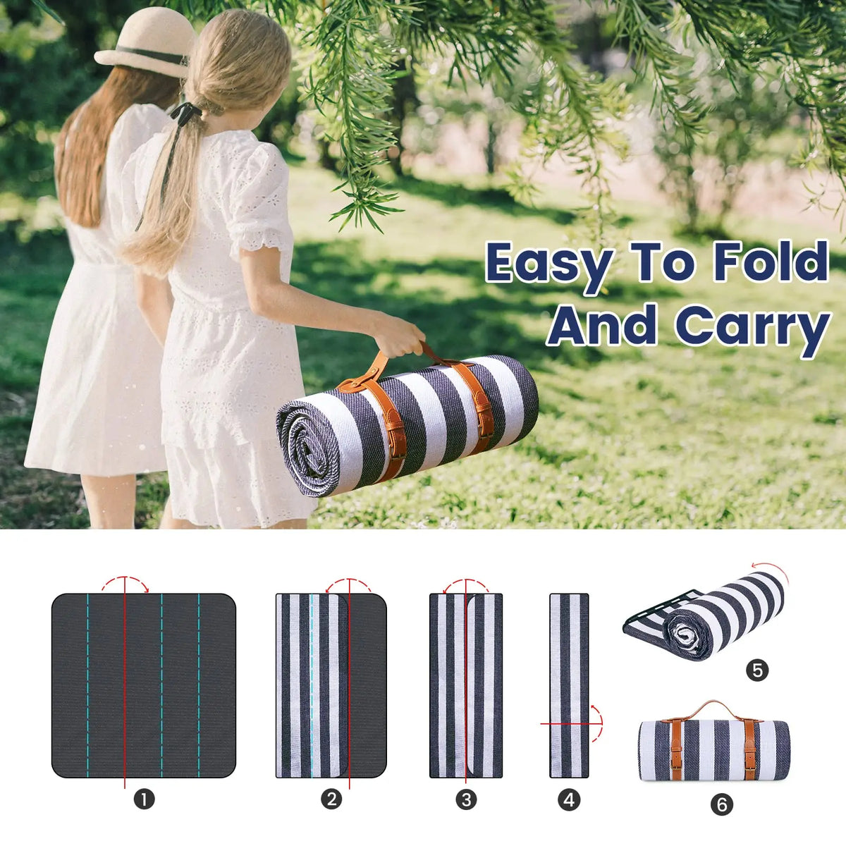 Extra Large 80" X 80" Picnic Blanket Waterproof And Foldable Beach Blanket for Outdoor Picnics And Beach Days