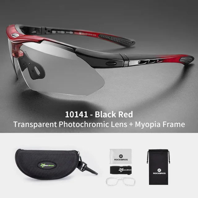 ROCKBROS Photochromic Bicycle Glassess Cycling Glasses Polarized Sunglasses Myopia Frame MTB Mountain UV400 Bicycle Goggles