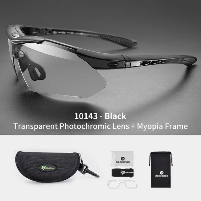 ROCKBROS Photochromic Bicycle Glassess Cycling Glasses Polarized Sunglasses Myopia Frame MTB Mountain UV400 Bicycle Goggles