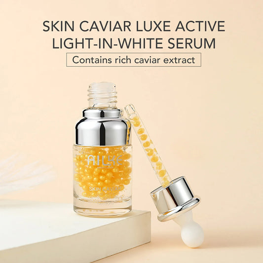 AILKE Caviar Extract Whitening Face Essence, Reduce Wrinkles, Fine Lines, Moisturize, With Sodium Hyaluronate Facial Serum