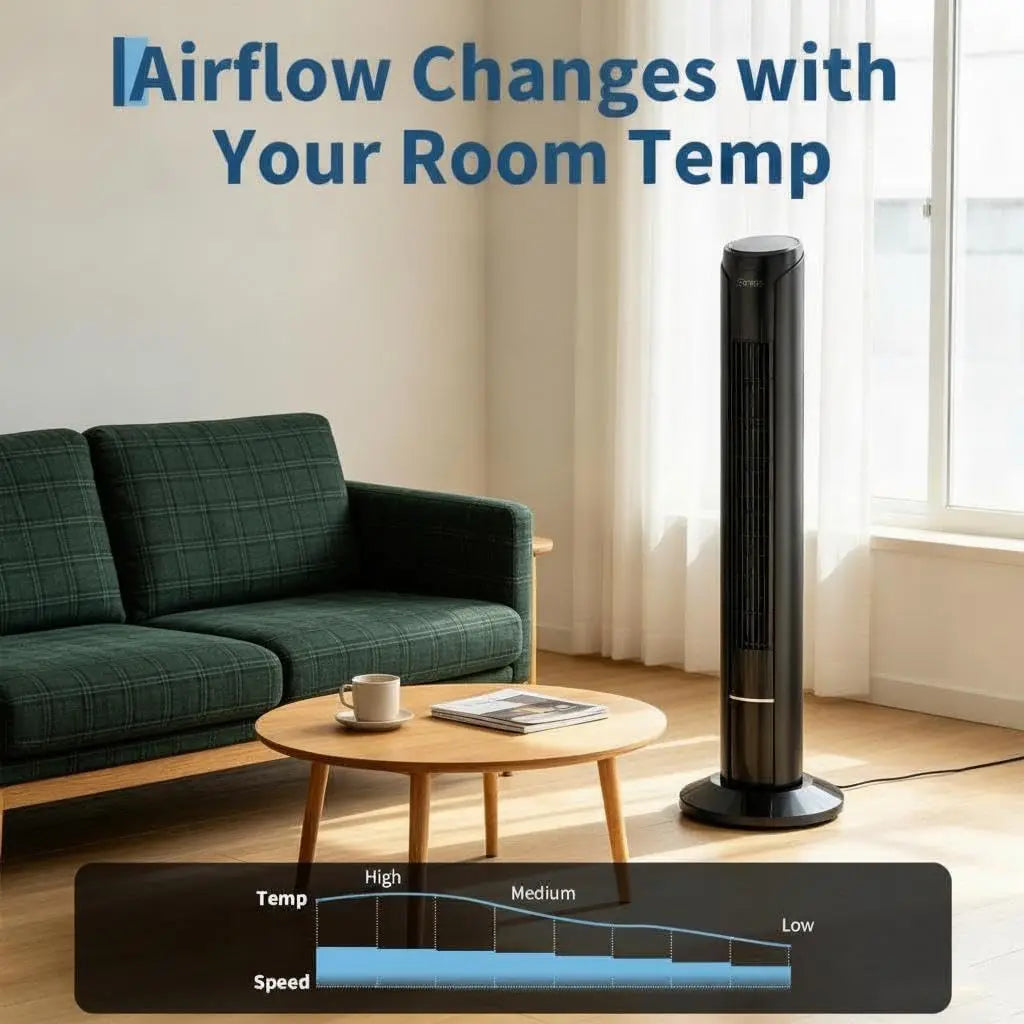 Quiet DC Motor Oscillating Tower Fan With Remote Control