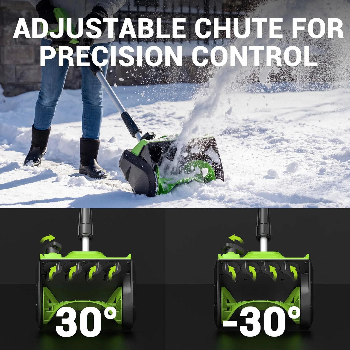 Deli 21V Cordless Snow Blower 13 Inch Battery Powered with Adjustable Handle Directional Plate 4.0Ah Battery Charger for Sidewalk