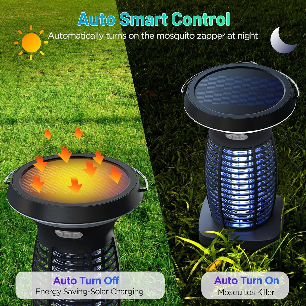 Solar Bug Zapper With Auto Sensor And Waterproof Design