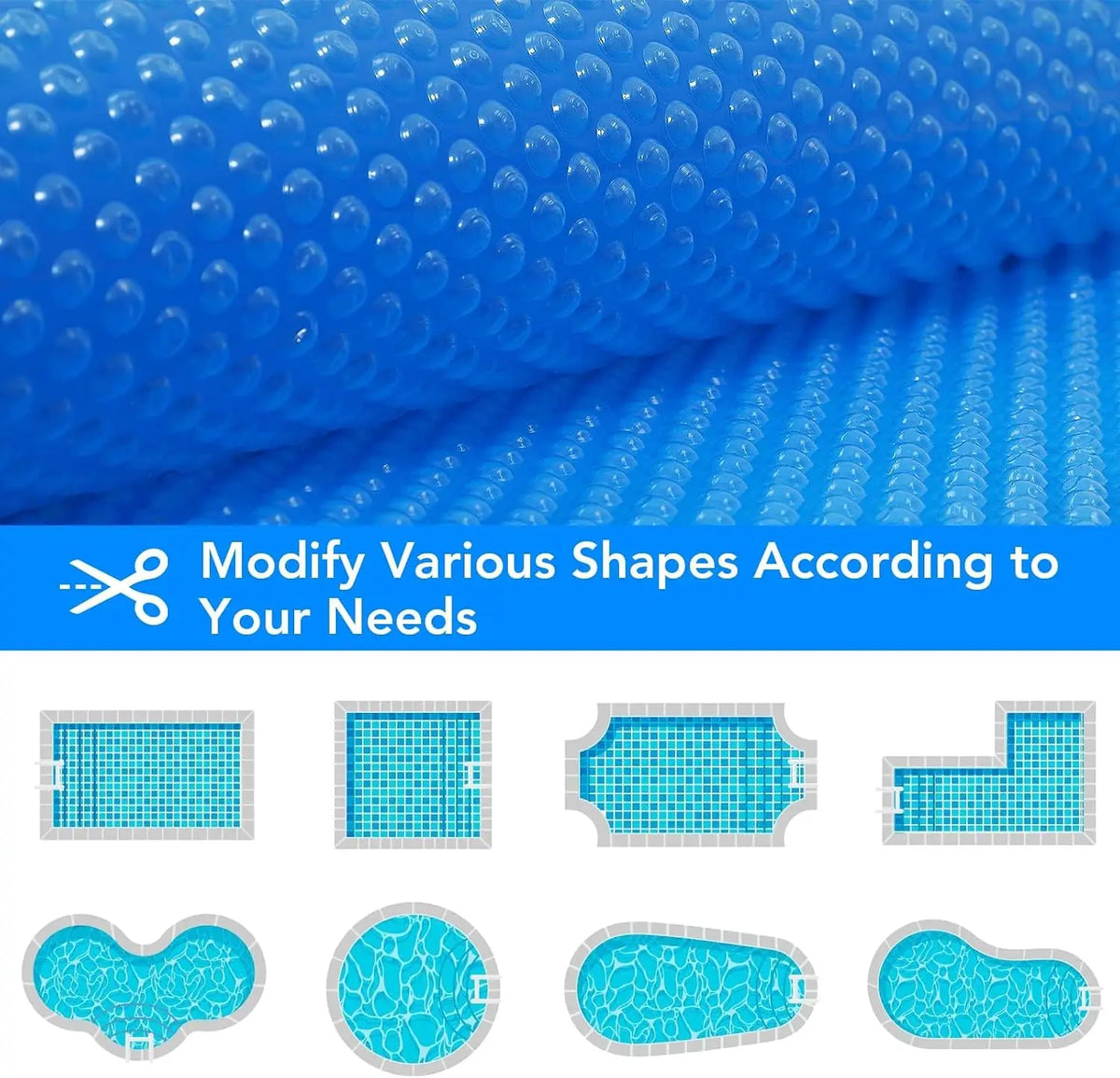 12 Mil Solar Pool Blanket 20x40 ft – Heat-Retaining Cover for Rectangular In-Ground and Above-Ground Pools, Blue Bubble
