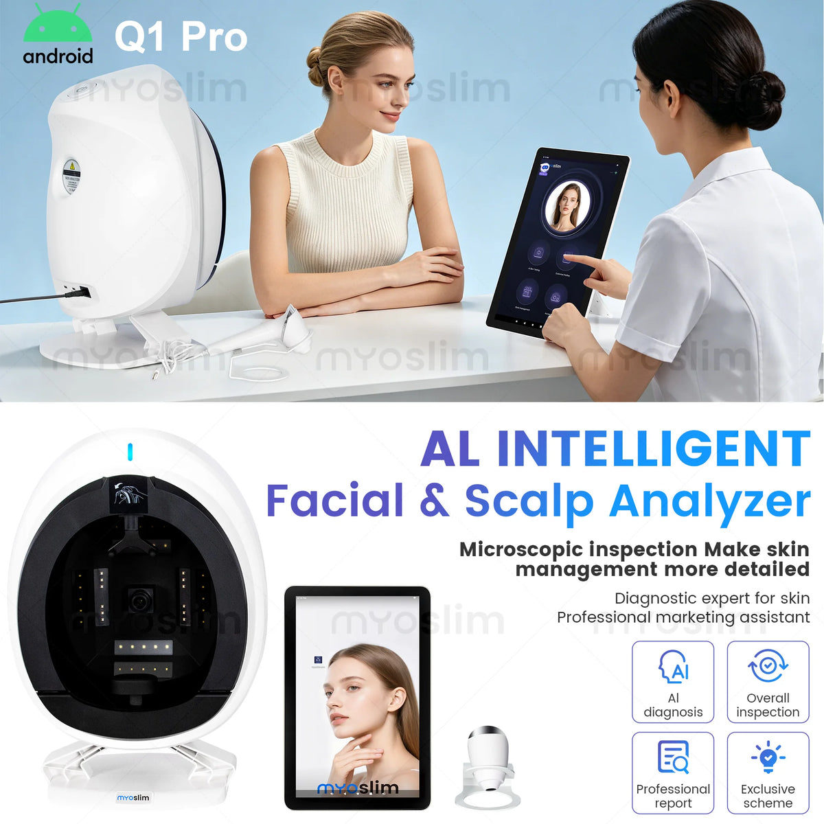 MYOSLIM AI Facial and Scalp Skin Analysis Scanner Machine