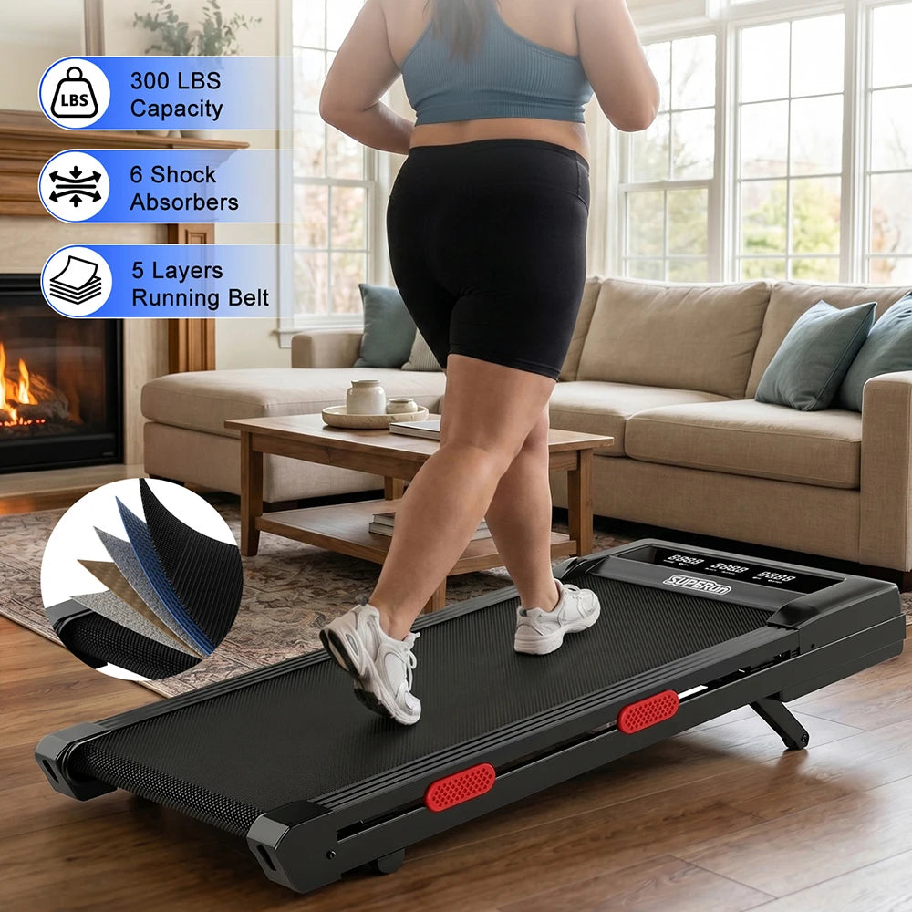 Superun Adjustable Incline Under Desk Walking Pad Treadmill for Home