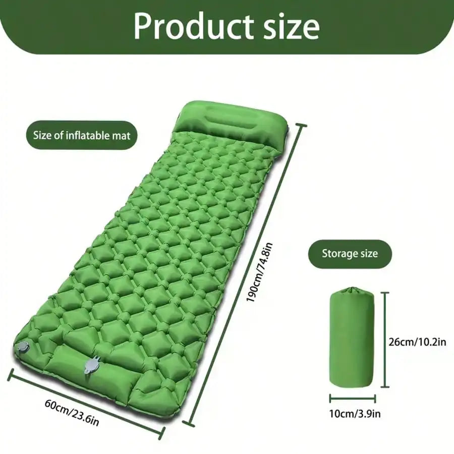 Ultra-Lightweight Inflatable Camping Mattress For 1 Person With Built-In Pump - Quick-Inflate/Deflate Sleep Pad, Portable Headrest Outdoor Air Bed, Ideal For Hiking, Car Camping, Travel - Orange Comfort Gear For Camping
