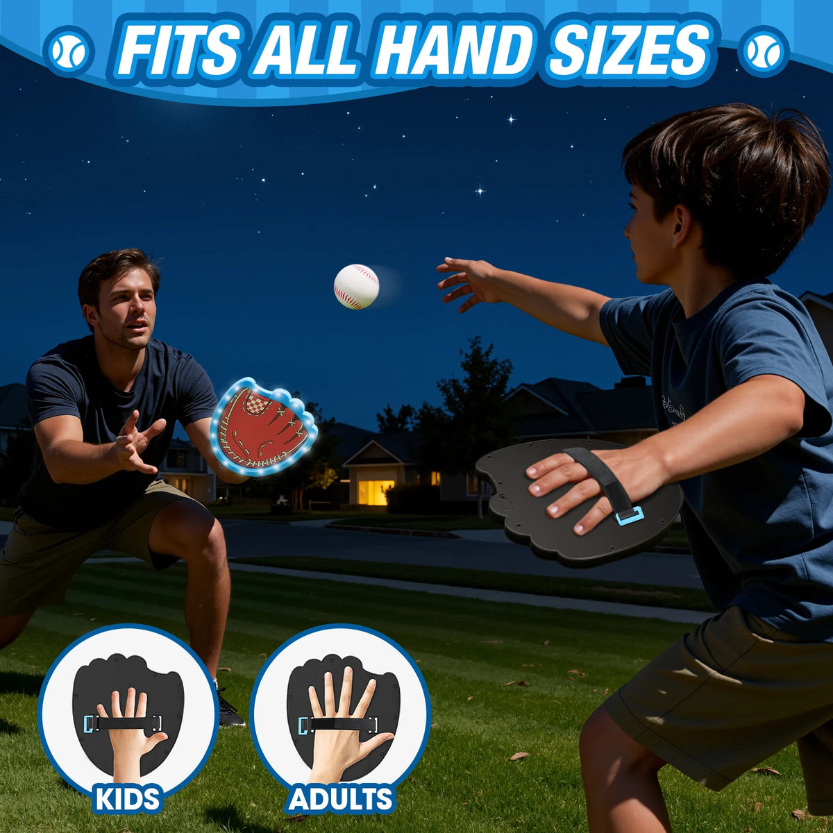 Light Up Toss and Catch Ball Set for Kids 3~12, Child Baseball Toys Glow in the Dark T Ball Set, Outdoor Beach Camping Games for Family, Birthday Gifts for Boys Girls, 4 Pads & 6 Balls