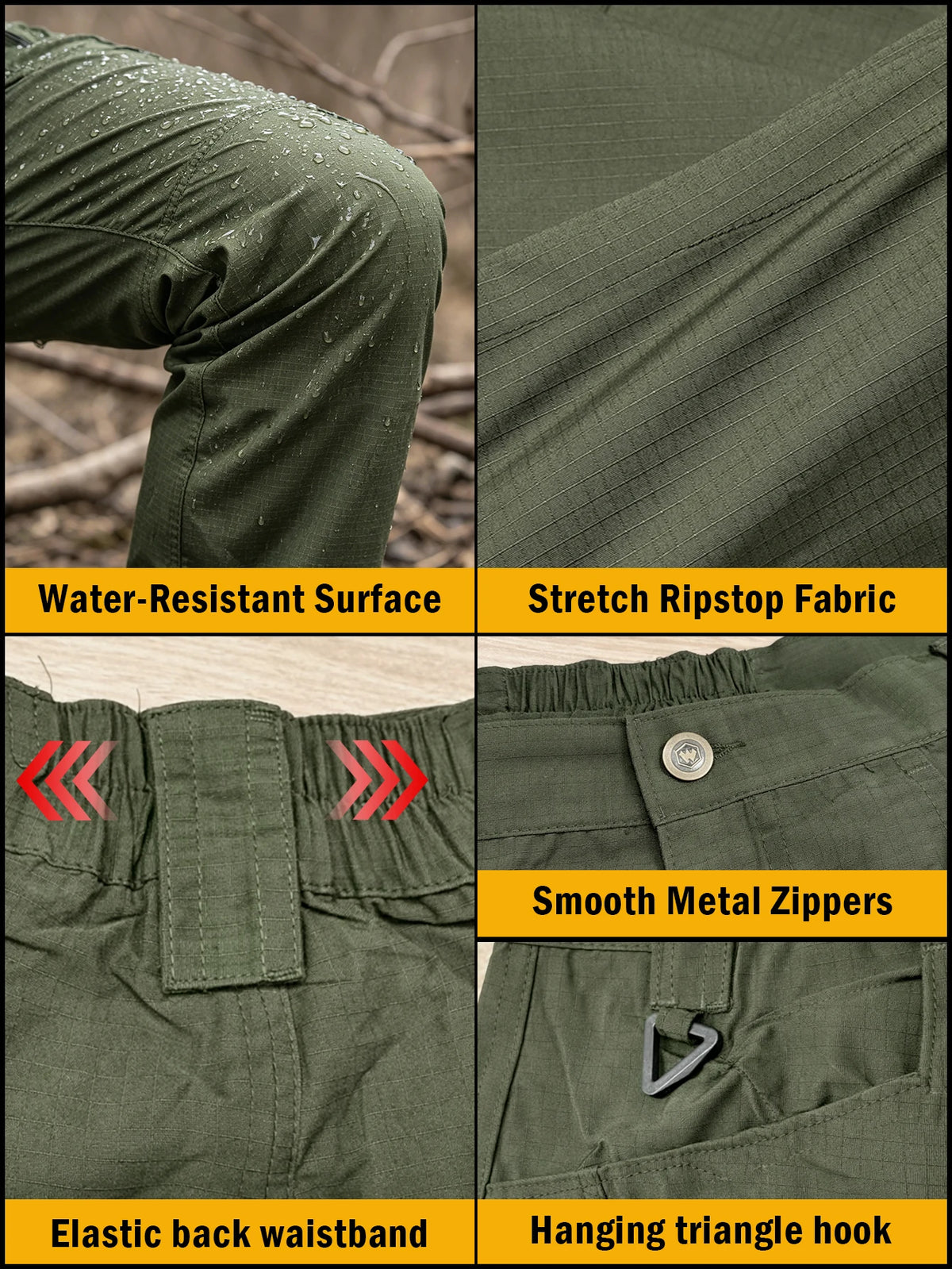 Men's Stretch Tactical Pants, Water Resistant Ripstop Cargo Pants, Lightweight EDC Hiking Work Pants, Ships from US