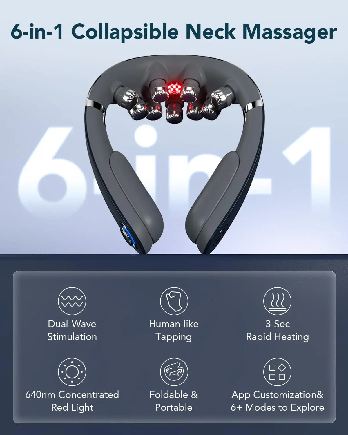 Foldable Neck Massager With Heat And Vibration For Muscle Relief