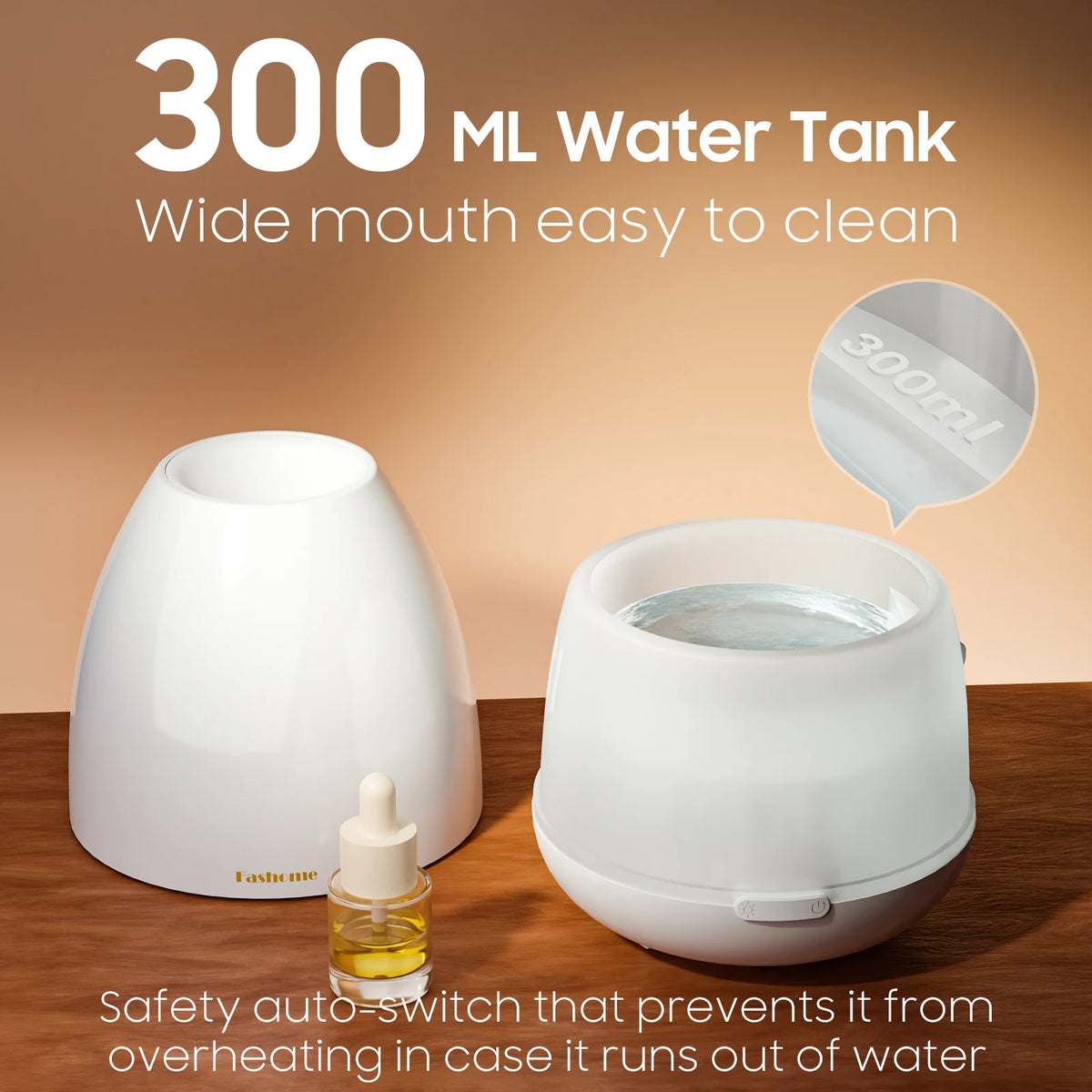 Essential Oil Diffuser, 300ML Small Humidifier And Aromatherapy Diffuser With 7 Color LED Lights, Ultrasonic Aromatherapy Fragrant Oil Humidifier, 3 Timer Waterless Auto-Shut Off For Home Office Room