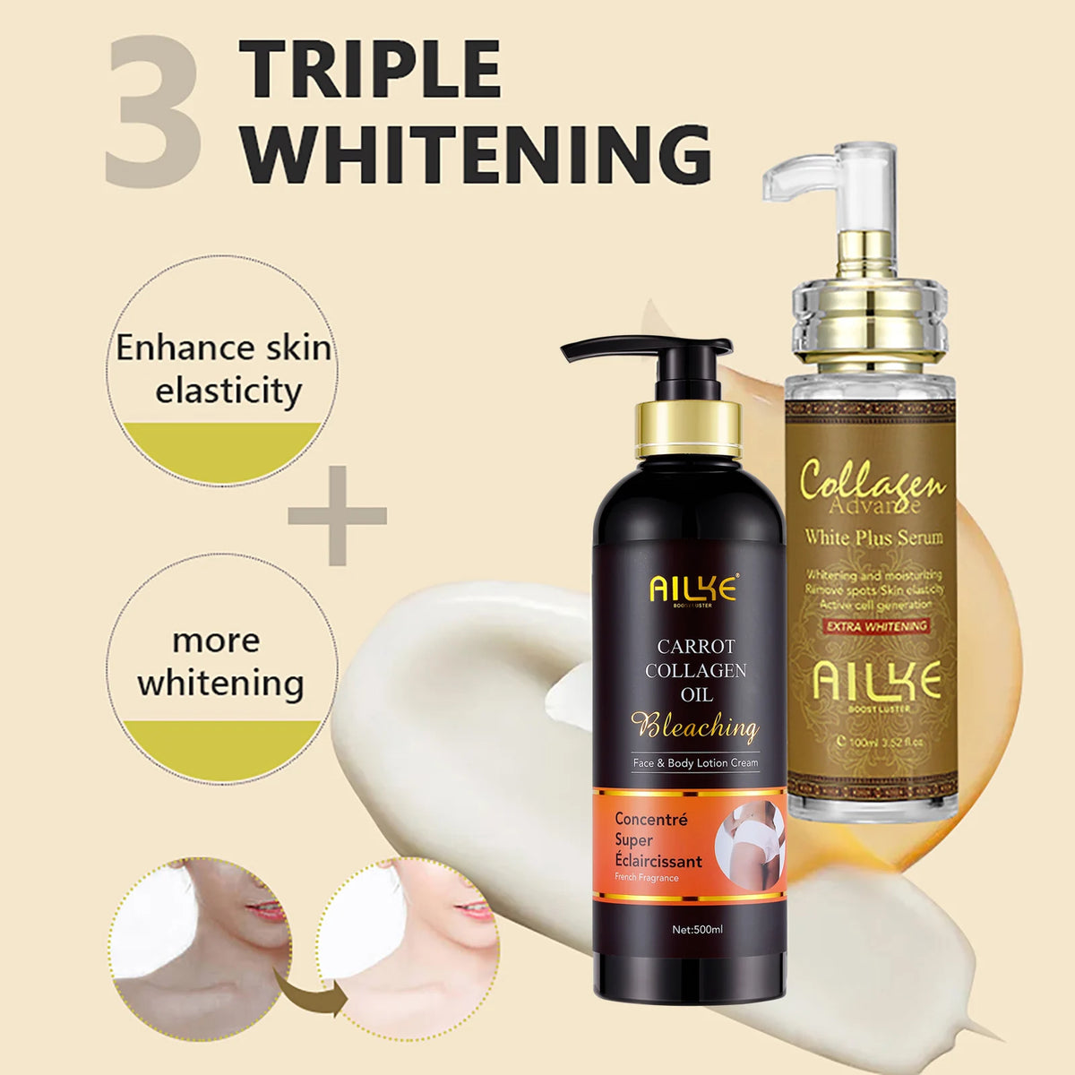 Collagen whitening essence, used for facial and body moisturizing, brightening skin, radiant skin, even black spots, age spots,