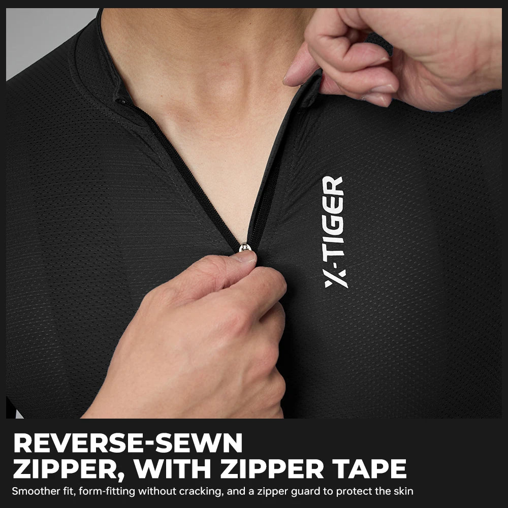 X-TIGER Cycling Jersey Long Sleeve for Men Spring Autumn Cycling TopFull Zipper 3 Rear Pockets Hidden Pocket Breathable MTB Road Bicycle Clothing