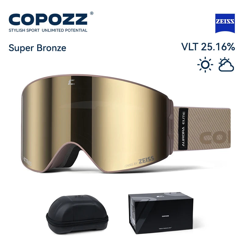 COPOZZ 2026 New ZEISS Lens Professional Ski Goggles Upgraded Magnetic Quick-Change Double Layers Anti-fog UV400 Snow Glasses