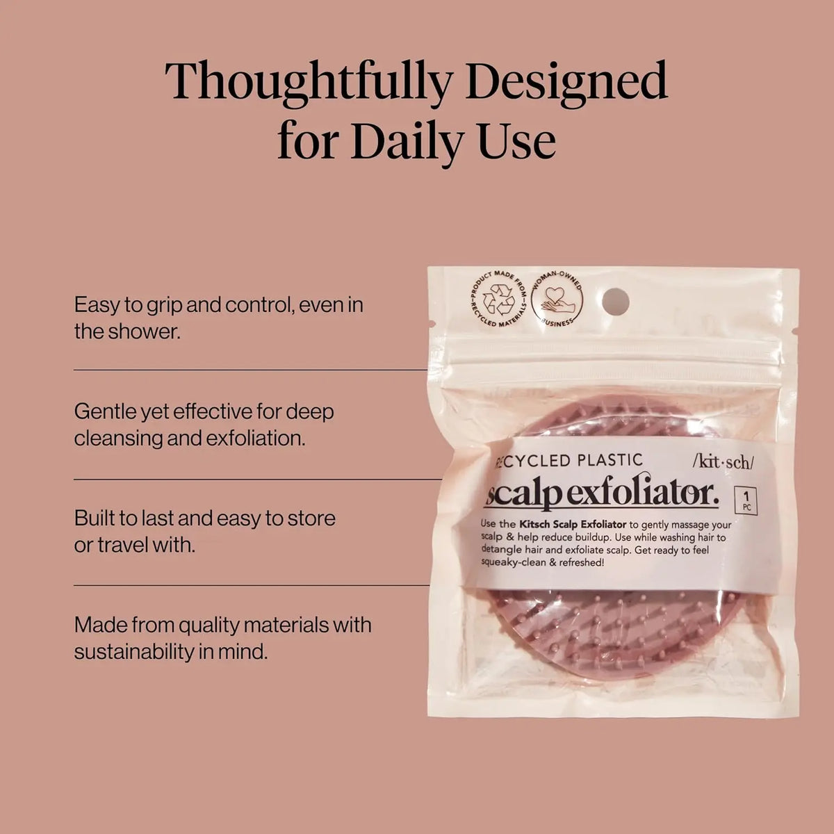 Scalp Massager for Hair Care - Scalp Scrubber, Shampoo Brush & Exfoliator for Scalps- Hair Scrubber for Relaxing Bath - Terracot