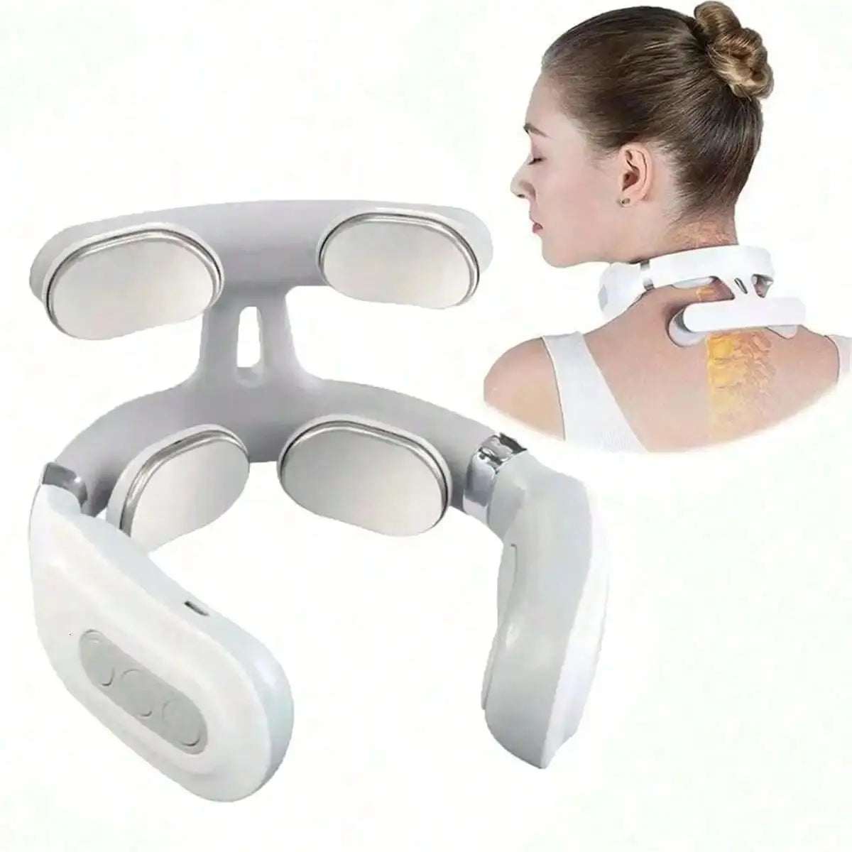 1 Piece Smart Portable Electric Neck Massager Rechargeable Neck Shoulder Massage Device for Muscle Relaxation Home Office Daily Fatigue Relief