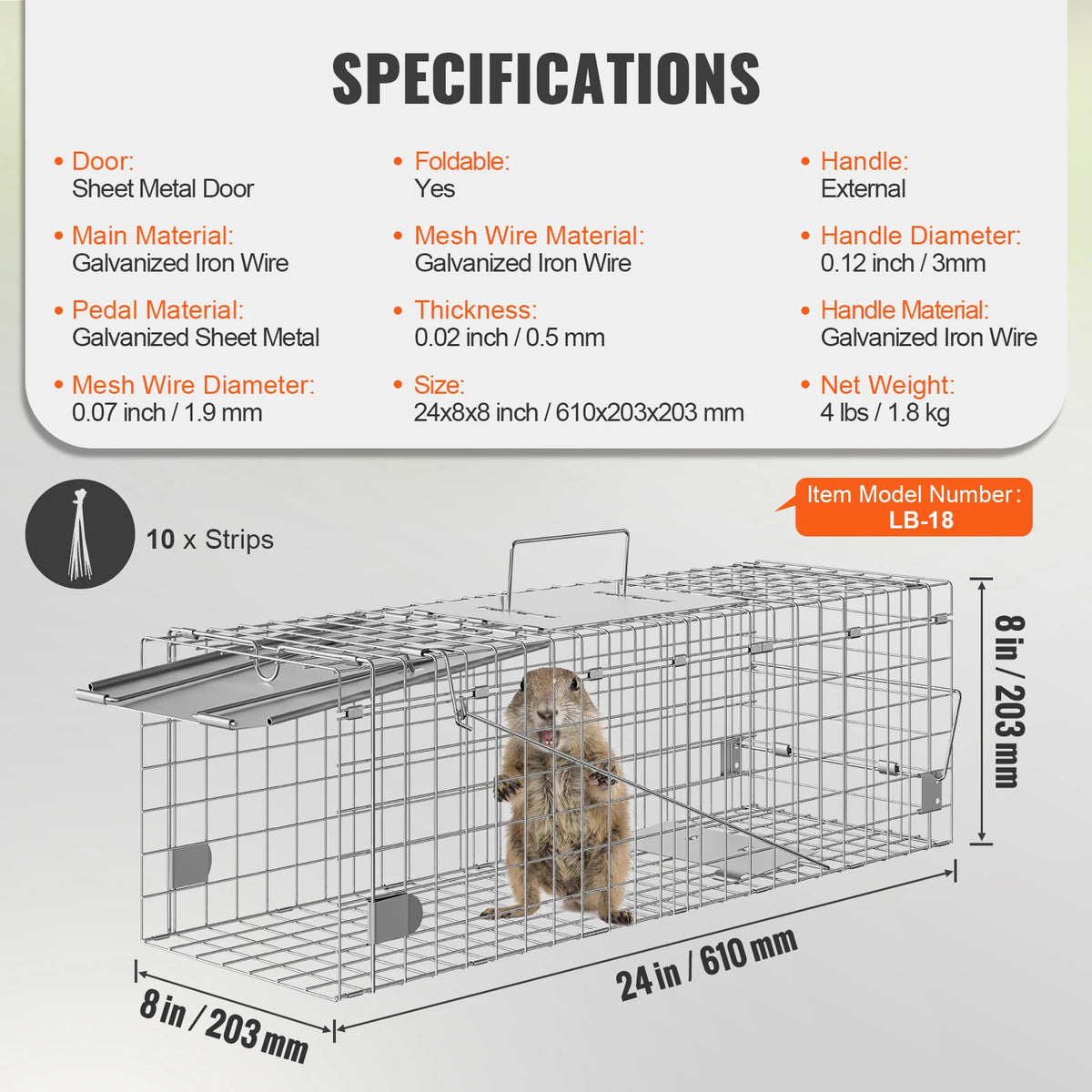 SucceBuy Humane Folding Live Trap Cage for Cats and Rodents