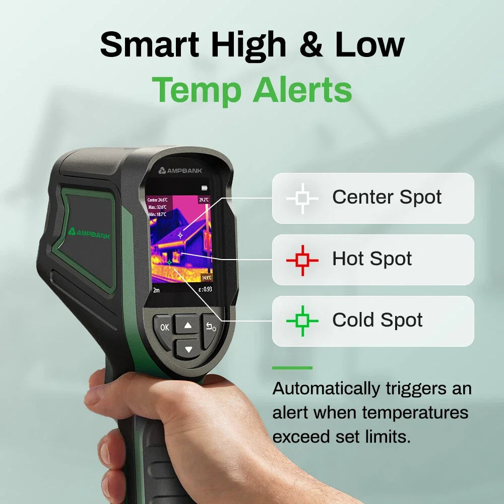AMPBANK H128 Thermal Imaging Camera Handheld Thermal Camera 240 X 240 TISR Resolution 25 Hz Infrared IP54 Waterproof -4~842℉ Temp Range for Electrical Test HVAC Repair