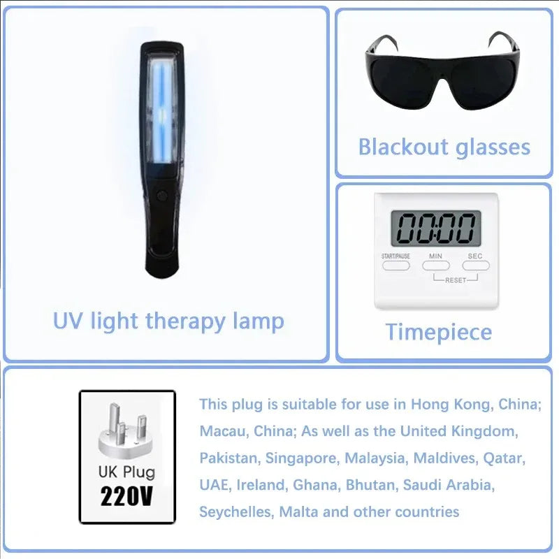 311nm Ultraviolet Phototherapy Instrument Use UVB Lamp UV for Vitiligo Psoriasis White Spots Skin Disease