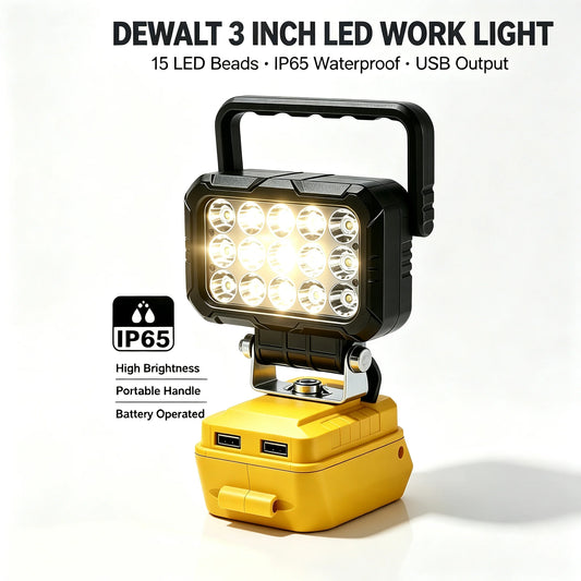 Cordless LED Work Light For Dewalt 18V Li-ion Battery, 8in Portable Flood Light Flashlight With USB Port, Jobsite Tool Lamp, Battery Not Included