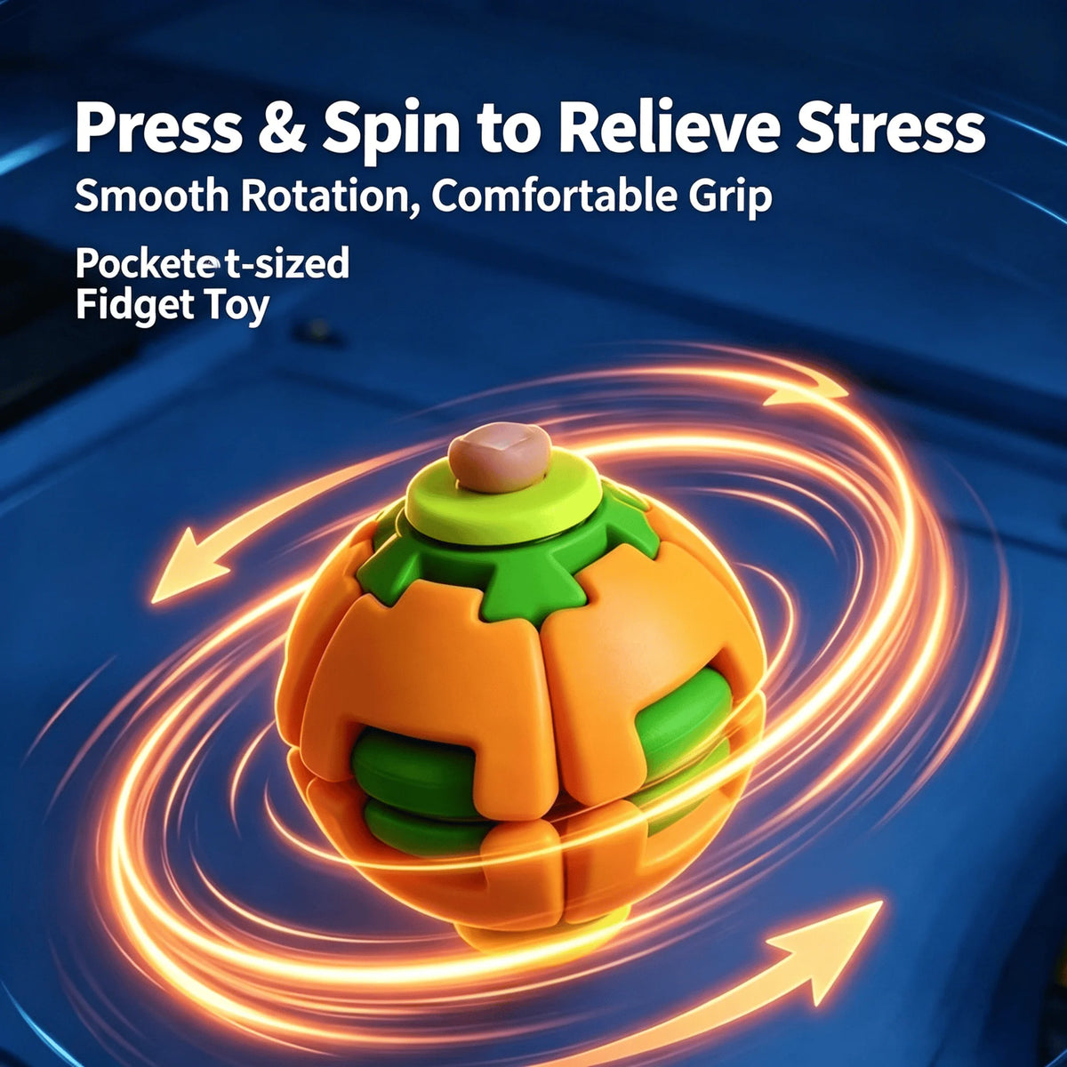 3D Printed Rotating Fidget Ball Pressable Finger Spinner Portable Pocket Stress Toy Smooth Spin Anxiety Relief Desk Toy for Office Study