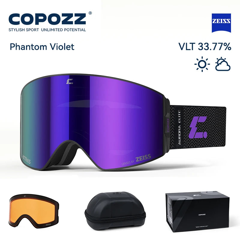 COPOZZ 2026 New ZEISS Lens Professional Ski Goggles Upgraded Magnetic Quick-Change Double Layers Anti-fog UV400 Snow Glasses