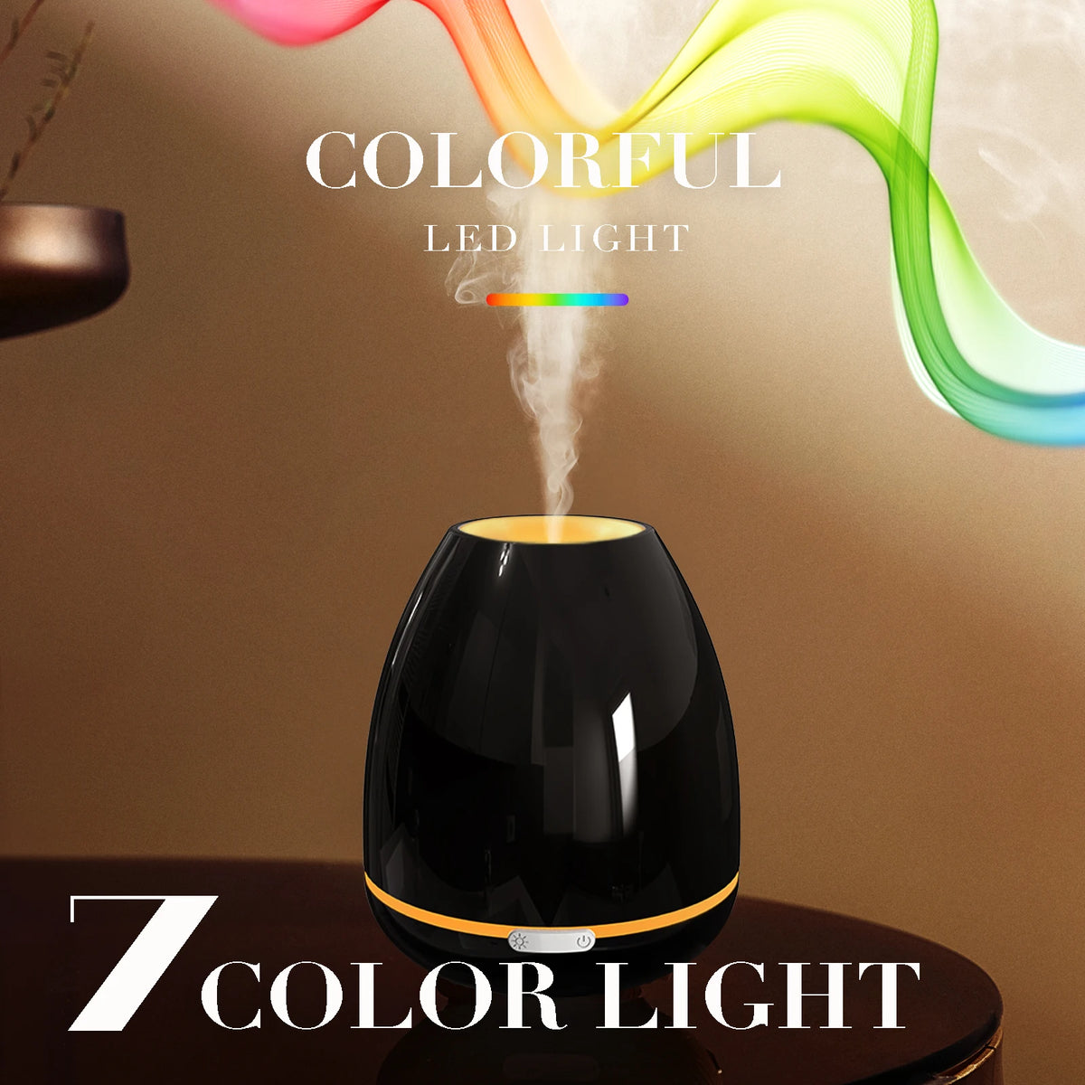 Desktop Aromatherapy Diffuser Cool Mist Air Humidifier 300ML Ultrasonic Essential Oils Diffuser with 7 Colors Light