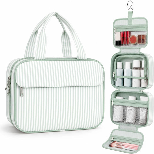 Striped Grid pPattern Hanging Travel Toiletry Bag,Large Capacity Cosmetic Travel Toiletry Organizer for Women Perfect for Travel/Daily Use/Christmas