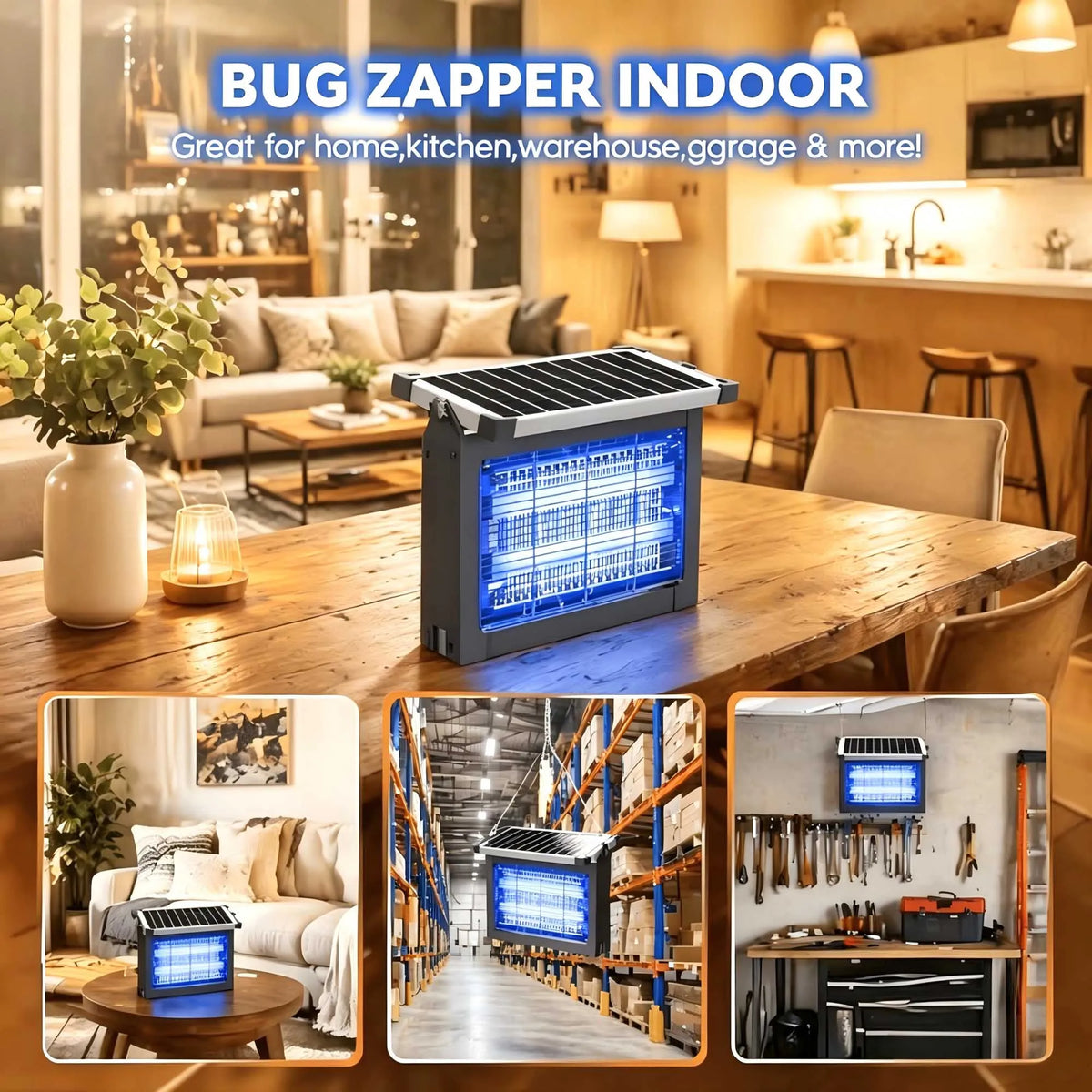 Solar Bug Zapper With 4500V Sensor For Mosquitoes And Flies