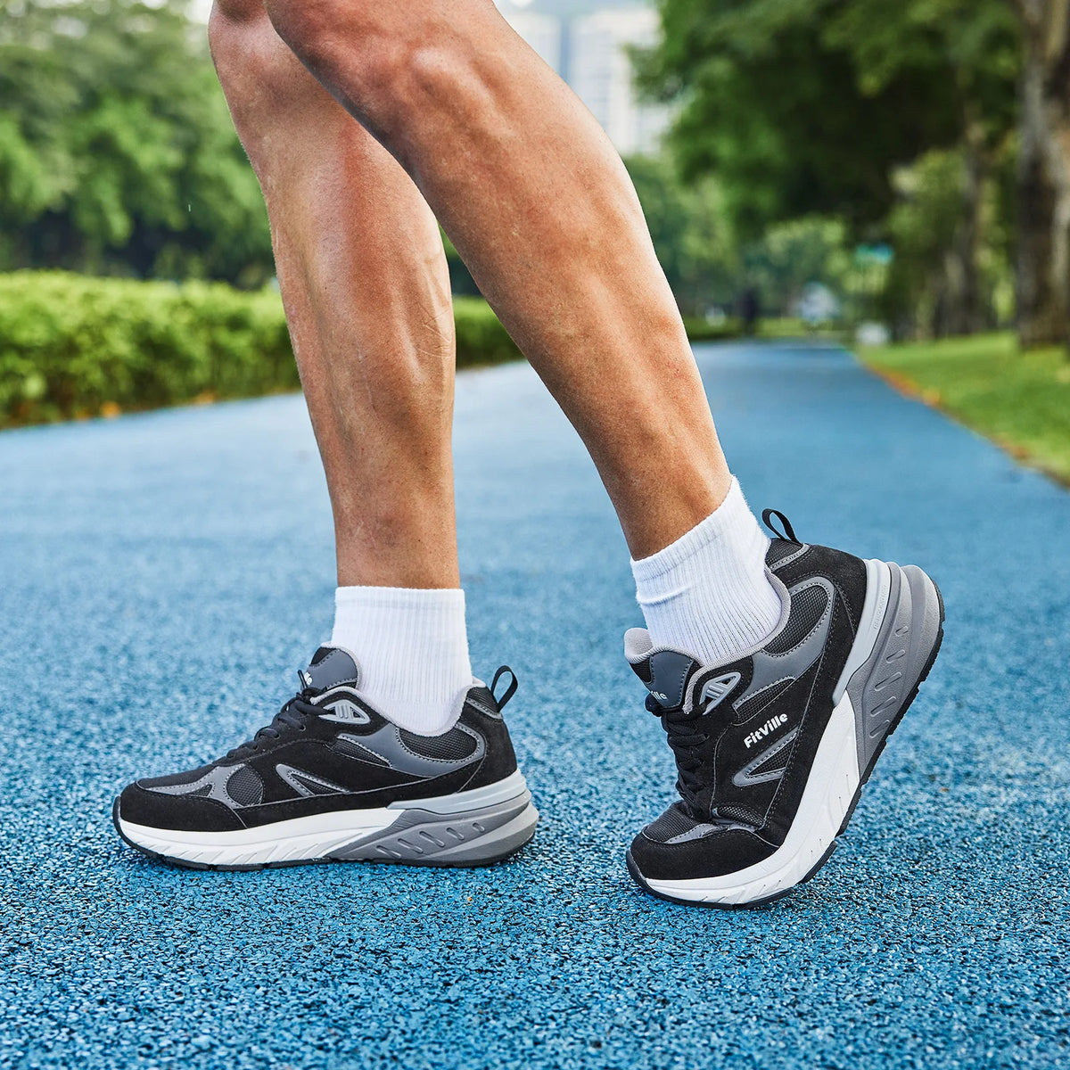 FitVille Mens Walking Shoes With Arch Support For Plantar Fasciitis
