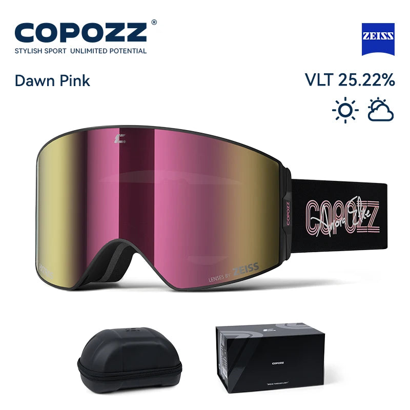 COPOZZ 2026 New ZEISS Lens Professional Ski Goggles Upgraded Magnetic Quick-Change Double Layers Anti-fog UV400 Snow Glasses