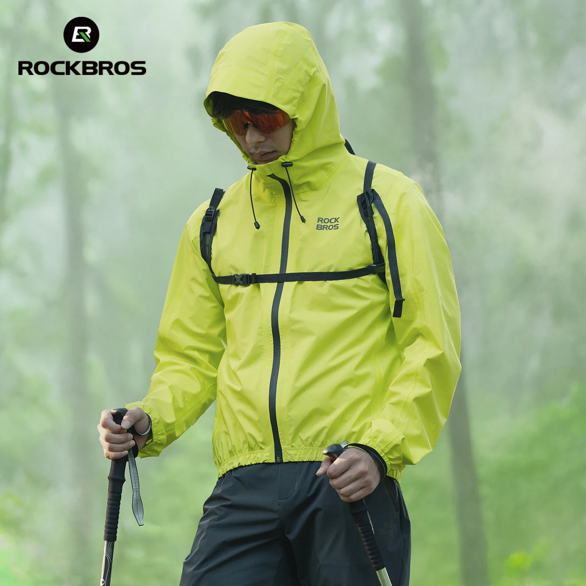 ROCKBROS Cycling Raincoat Lightweight Breathable Waterproof Jacket Hooded Coat Outdoor Sports Hiking Fishing Cycling Clothing