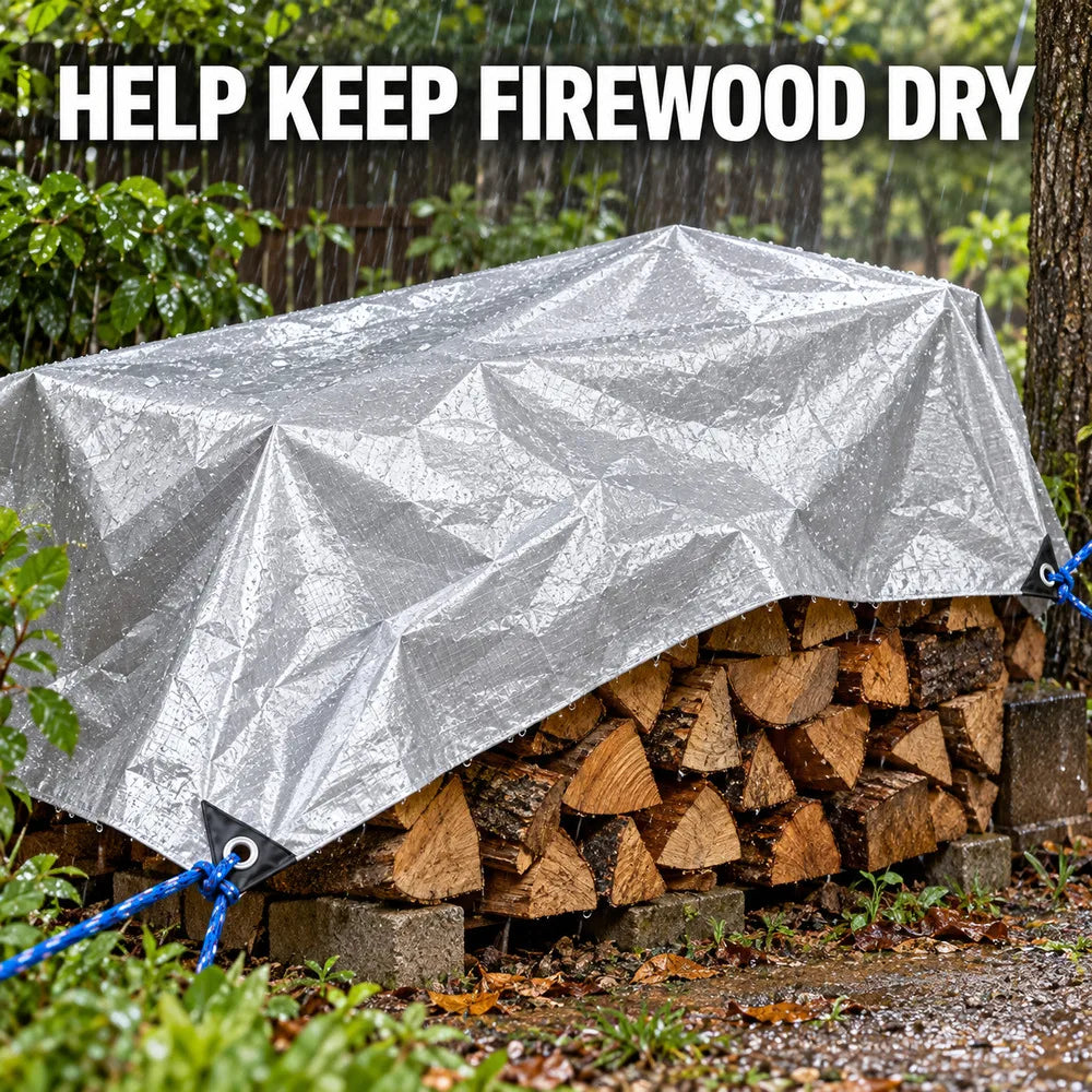Zoe Waterproof Tarp With 20 Cm Ground Stakes And 5 M Tie Down Rope For Securing Outdoor Covers PE Tarpaulin With Grommets For Patio Furniture Firewood And Yard Equipment